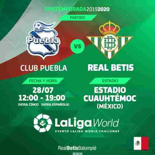 El Real Betis jugará en julio un amistoso contra el Club Puebla en México