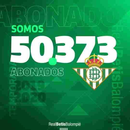 El Real Betis concluye la campaña con 50.373 abonados con asiento y un total de 55.809 socios 