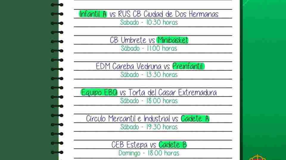 Horarios de los equipos de cantera y escuelas del Coosur Real Betis