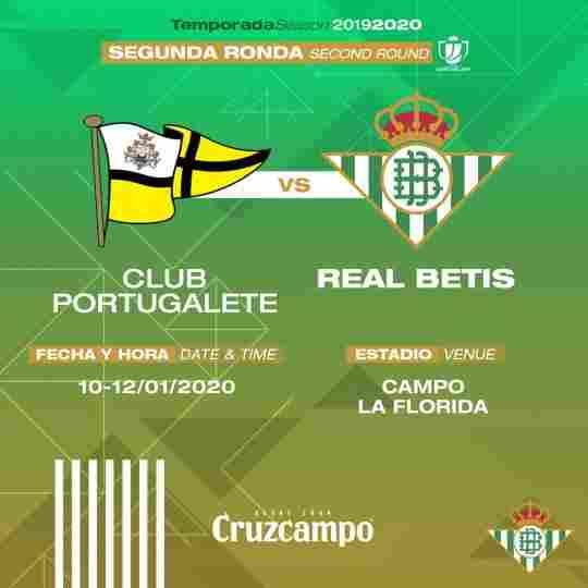 El Real Betis se medirá al Club Portugalete en la segunda ronda de la Copa del Rey