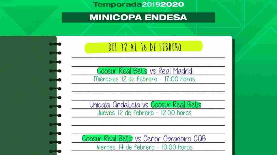 Horarios de los partidos del Coosur Real Betis en la MiniCopa Endesa