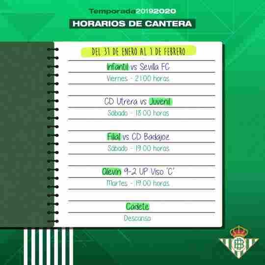 Horarios de la cantera del Real Betis Féminas