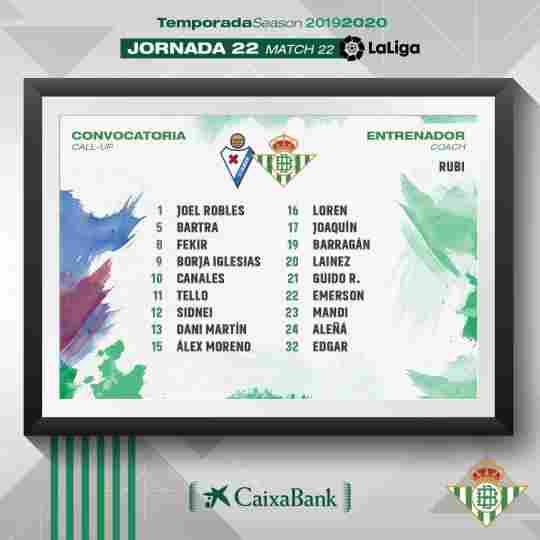 Lista de convocados para el partido contra la SD Eibar