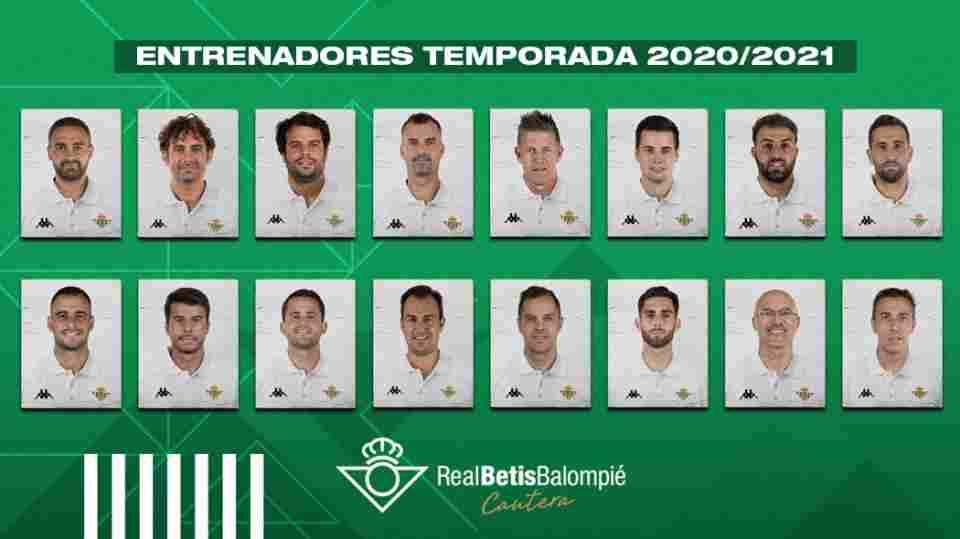 Relación de entrenadores de la Cantera del Real Betis para la temporada 20/21