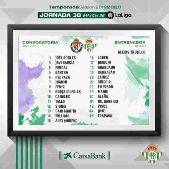 Lista de convocados para el partido contra el Real Valladolid