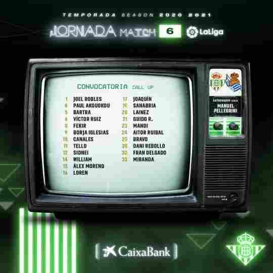 Lista de convocados para el partido contra la Real Sociedad