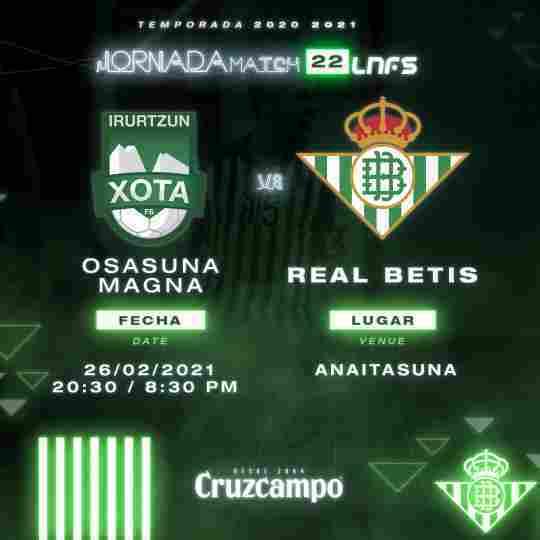 Osasuna Magna - Real Betis Futsal, viernes 26 de febrero a las 20:30 horas
