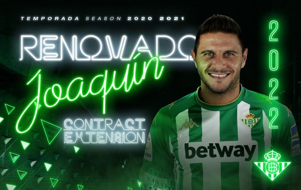  Joaquín renueva con el Real Betis hasta 2022 