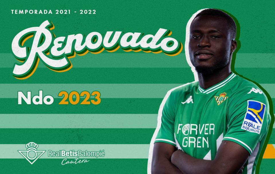 El Real Betis renueva a Ndo hasta 2023 y lo cede al FC Oliveira do Hospital