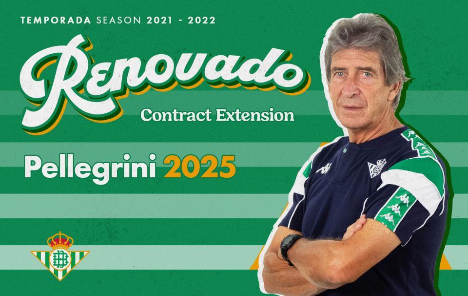 Manuel Pellegrini amplía su vinculación con el Real Betis Balompié