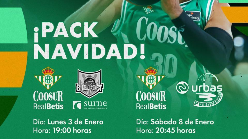El Coosur Real Betis lanza el 'Pack Navidad' para los partidos ante Bilbao Basket y Fuenlabrada por sólo 10 euros