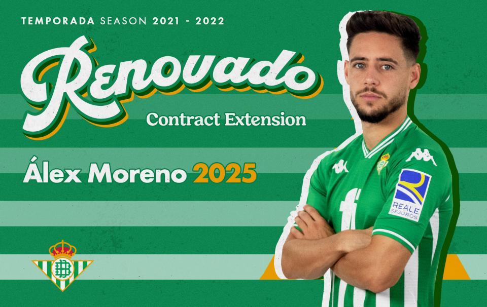 Álex Moreno renueva su contrato con el Real Betis