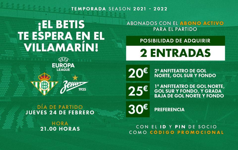 Promoción de entradas para el partido contra el FC Zenit