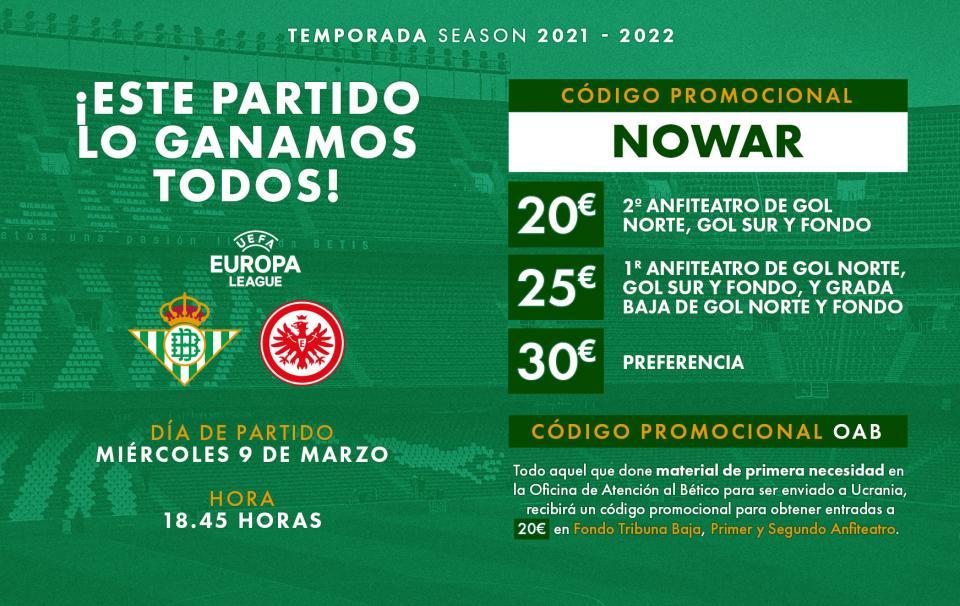 Promoción de entradas para el partido contra el Eintracht de Frankfurt