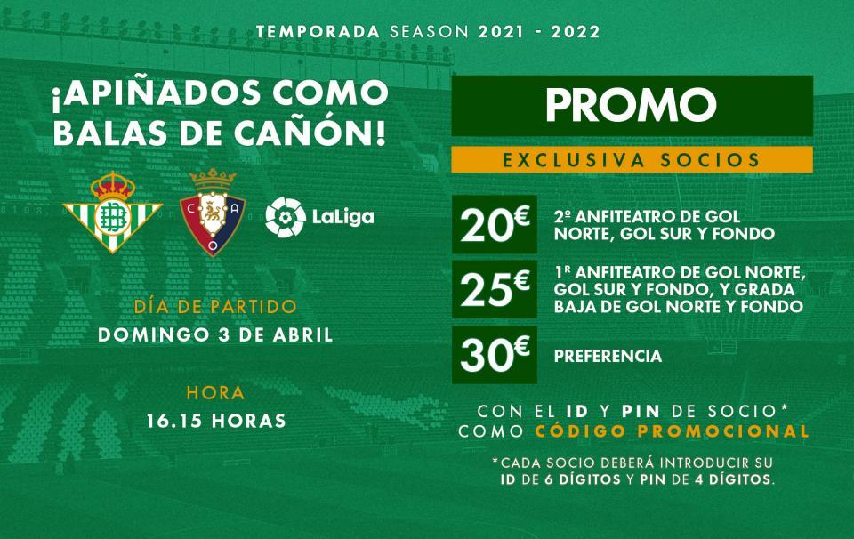 Promoción de entradas para el partido contra el CA Osasuna