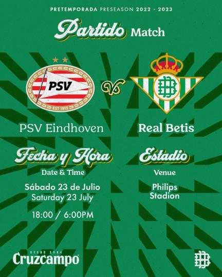 El Real Betis se medirá al PSV Eindhoven en el primer amistoso de la pretemporada