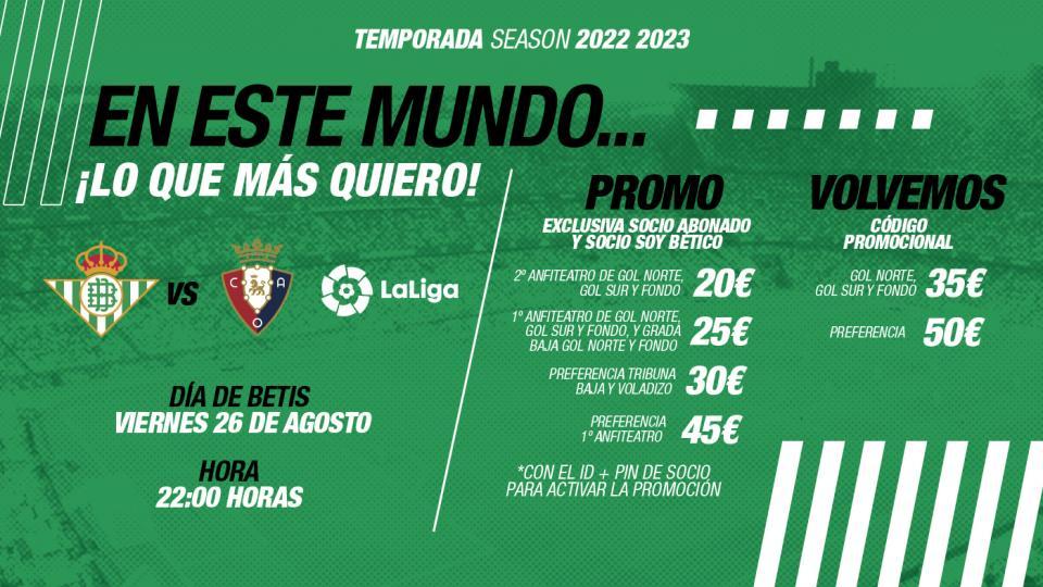 Promoción de entradas para el partido contra el CA Osasuna