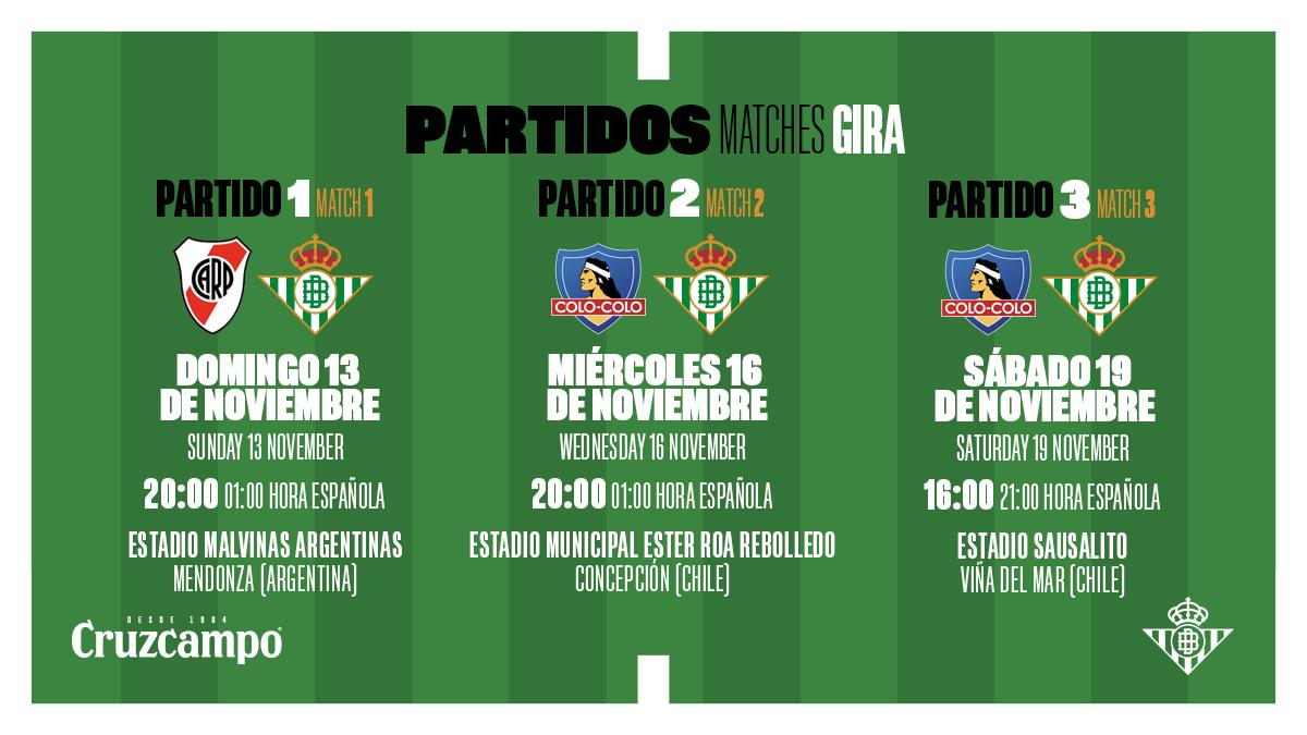 El Real Betis visitará Argentina y Chile durante el Mundial
