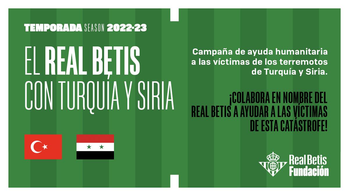 Real Betis Fundación lanza una campaña de ayuda humanitaria a las víctimas del terremoto de Turquía y Siria