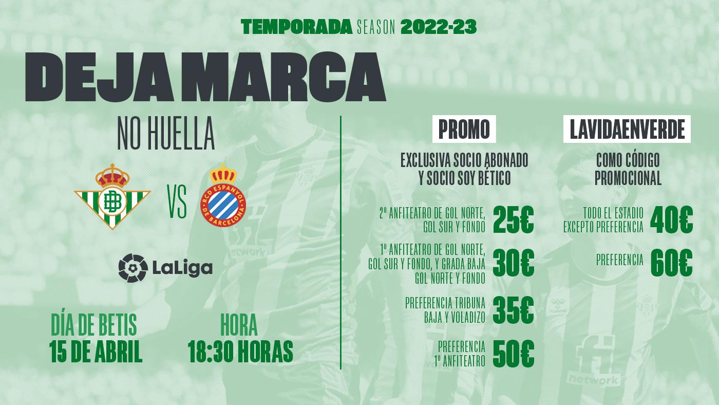 Promoción de entradas para el partido contra el RCD Espanyol
