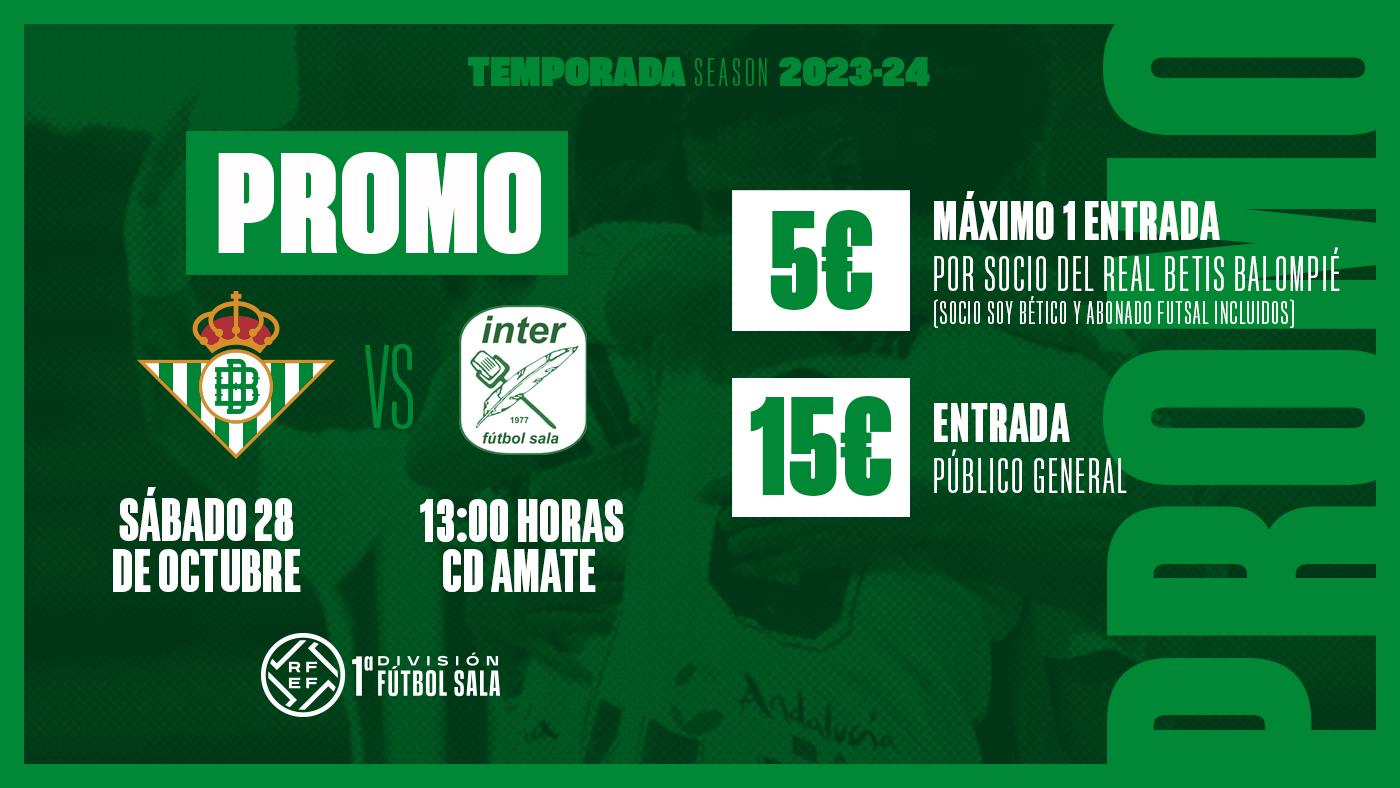 Entradas a 5&euro; y 15&euro; para el Real Betis Futsal - Inter Movistar