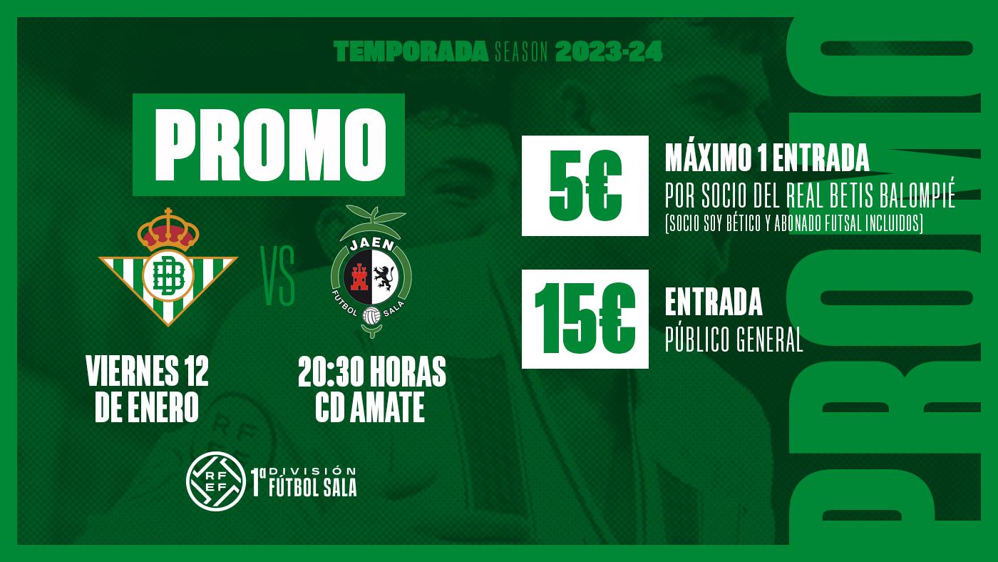 Entradas a 5&euro; y 15&euro; para el Betis Futsal - Jaén Paraíso Interior 