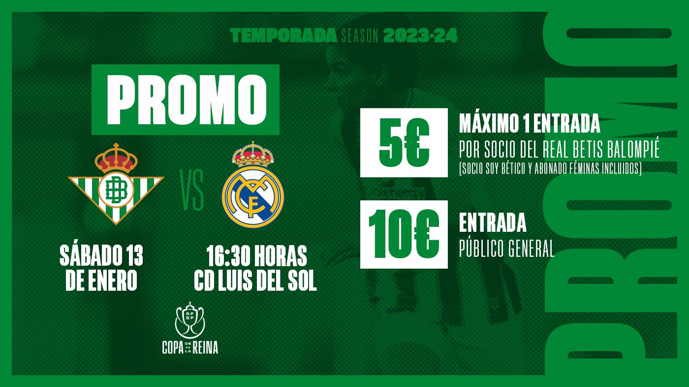 Entradas a 5&euro; y 10&euro; para el Real Betis Féminas - Real Madrid
