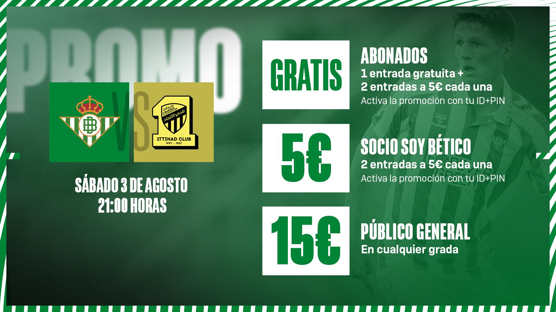 Los abonados del Real Betis ya pueden adquirir su entrada gratuita para el partido ante el Al Ittihad