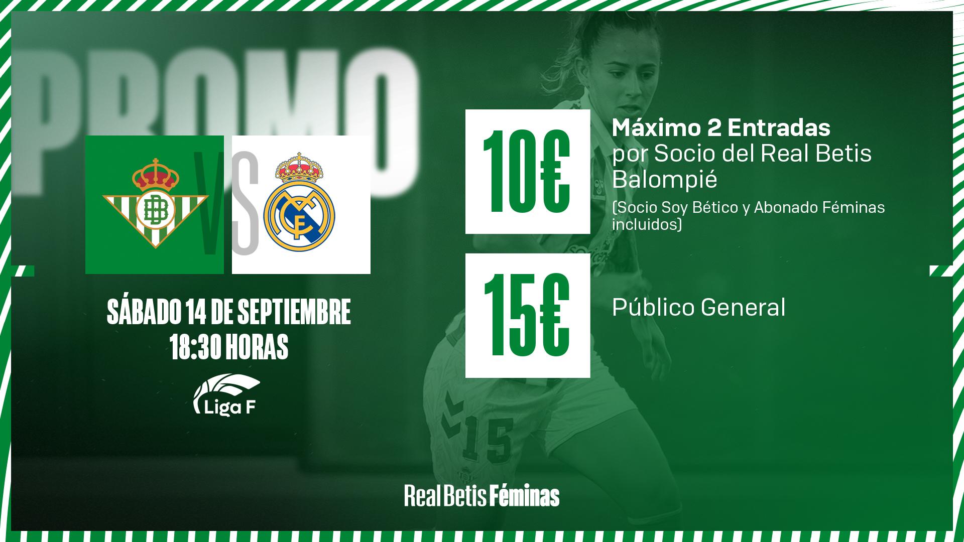 Entradas a 10€ y 15€ para el Real Betis Féminas - Real Madrid 