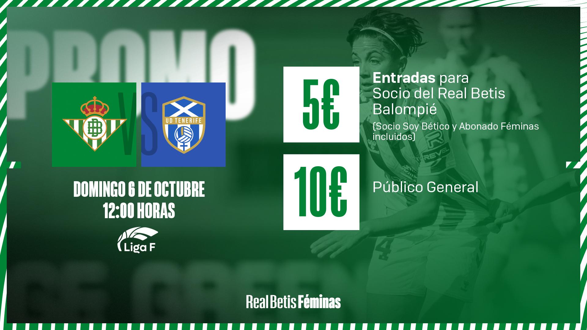  Entradas a 5&euro; y 10&euro; para el Real Betis Féminas - Costa Adeje Tenerife