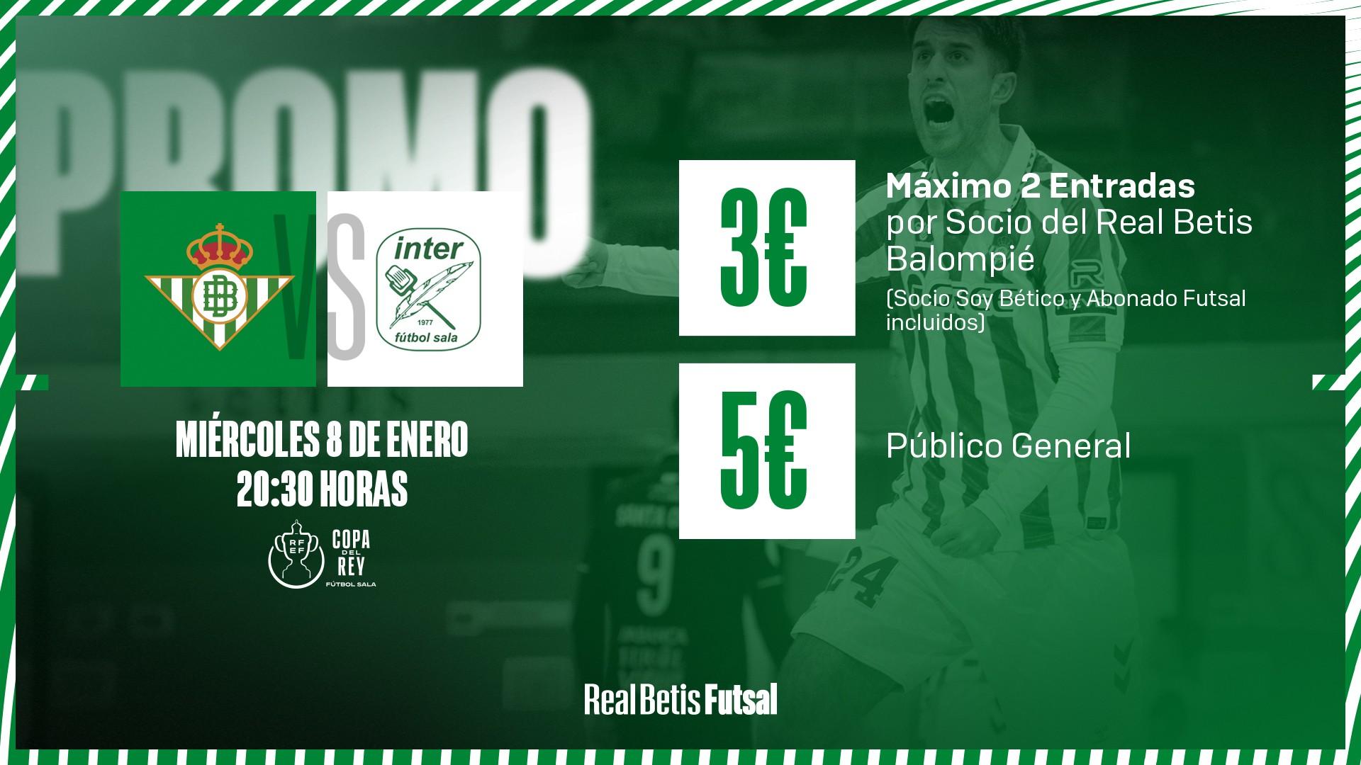 Entradas a 3&euro; y 5&euro; para el Real Betis Futsal-Inter Movistar