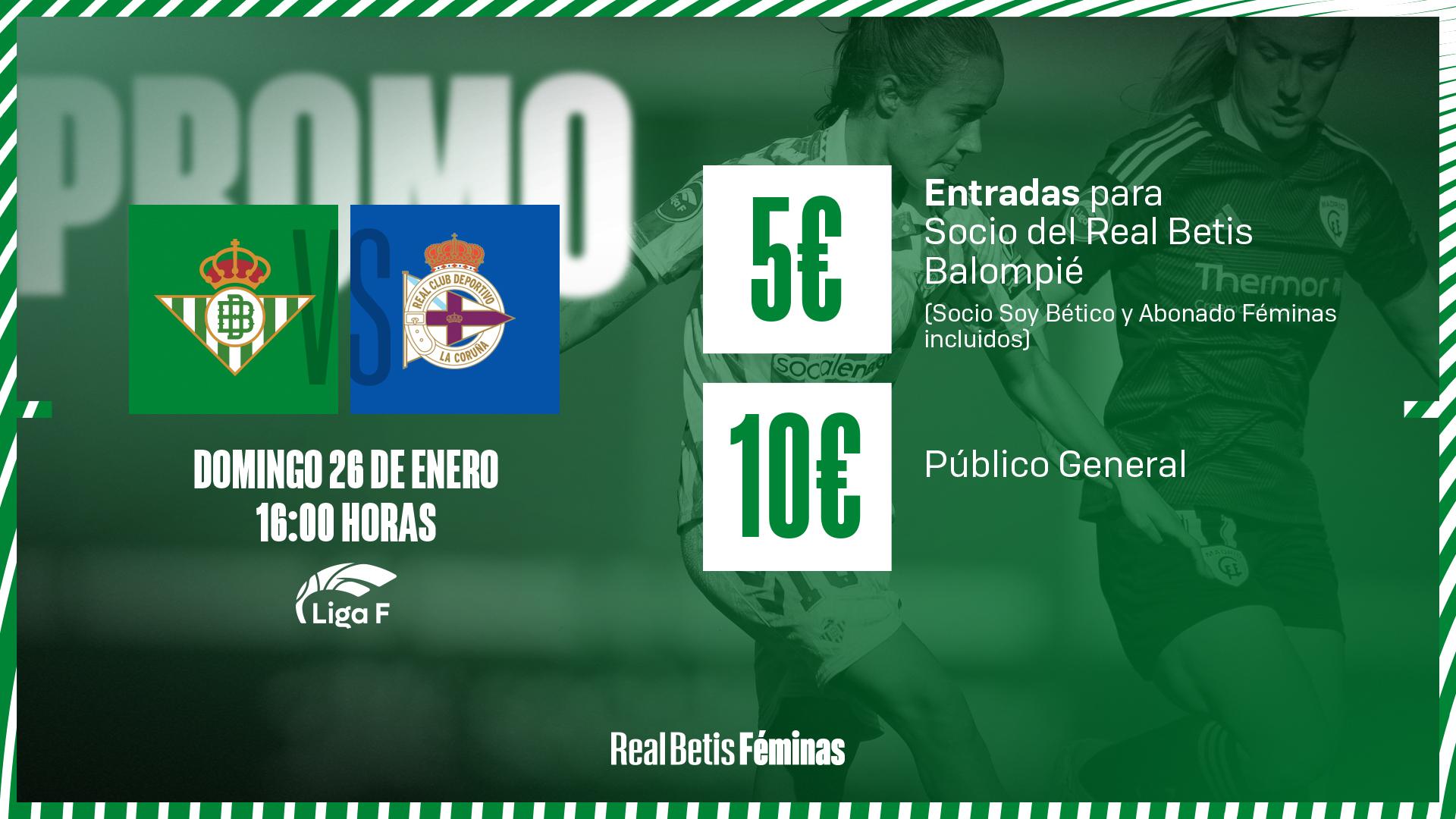 Entradas a 5€ y 10€ para el Real Betis Féminas - Deportivo Abanca 