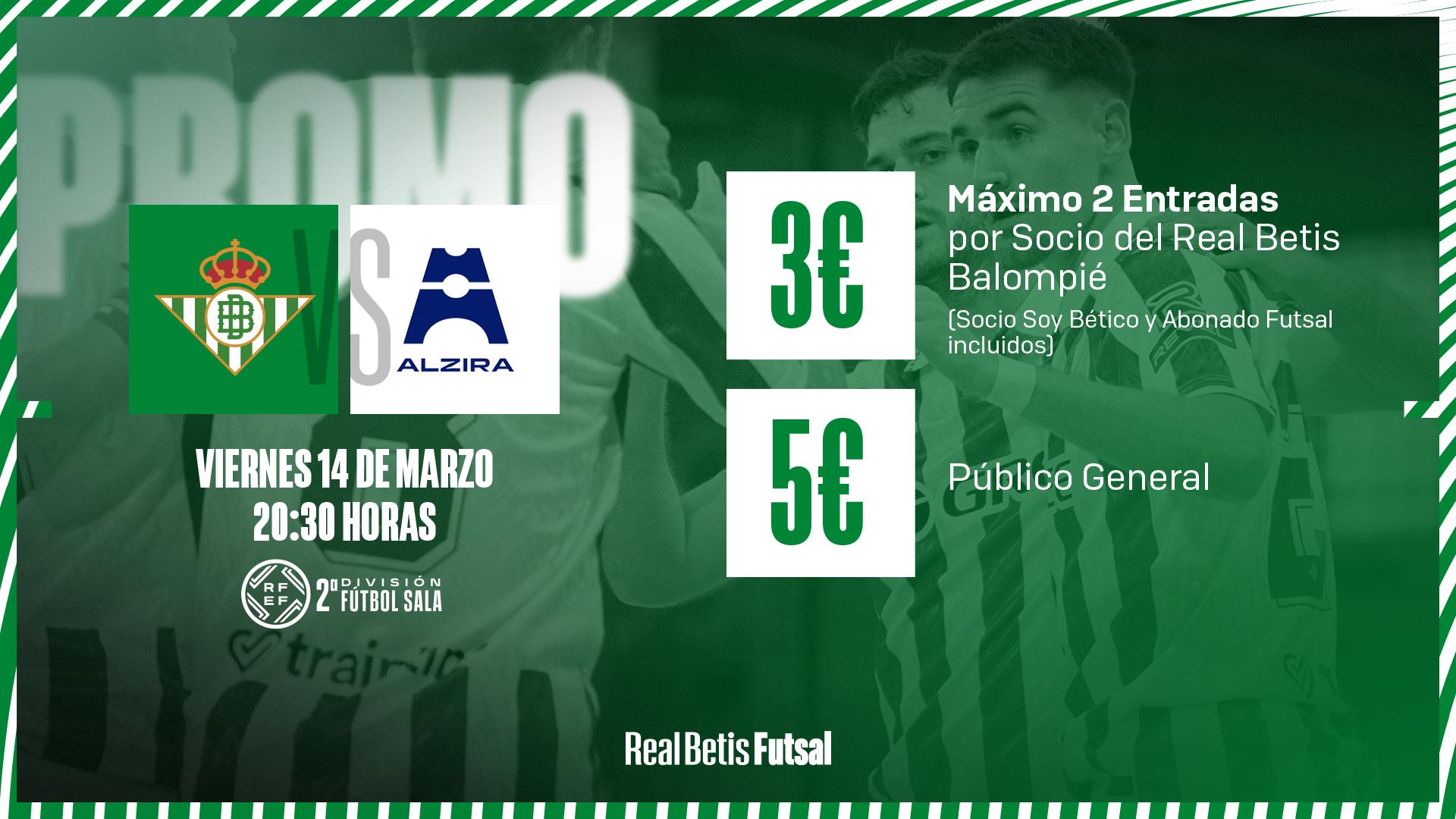 Entradas a 3€ y 5€ para el Real Betis Futsal-Family Cash Alzira