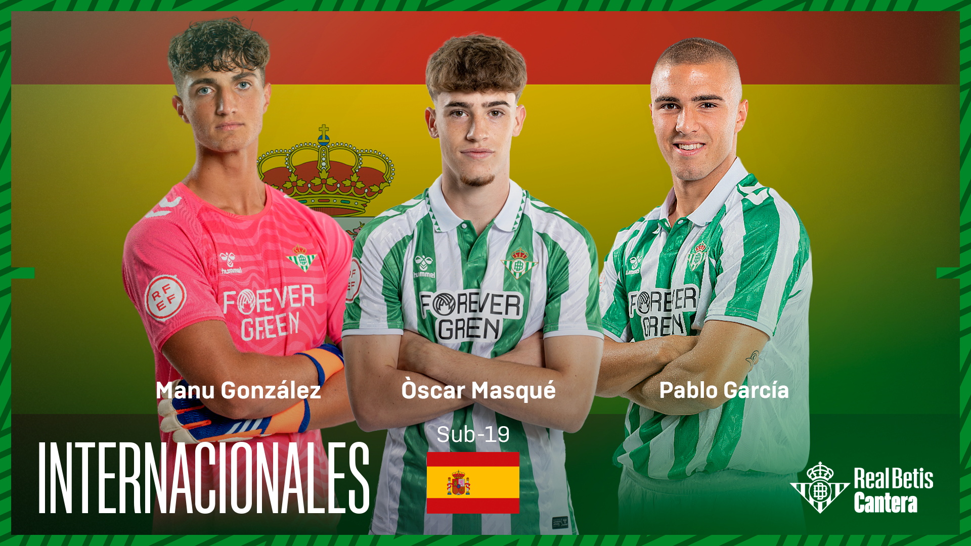 Pablo García, Manu González y Òscar Masqué, convocados por la Selección Española sub-19