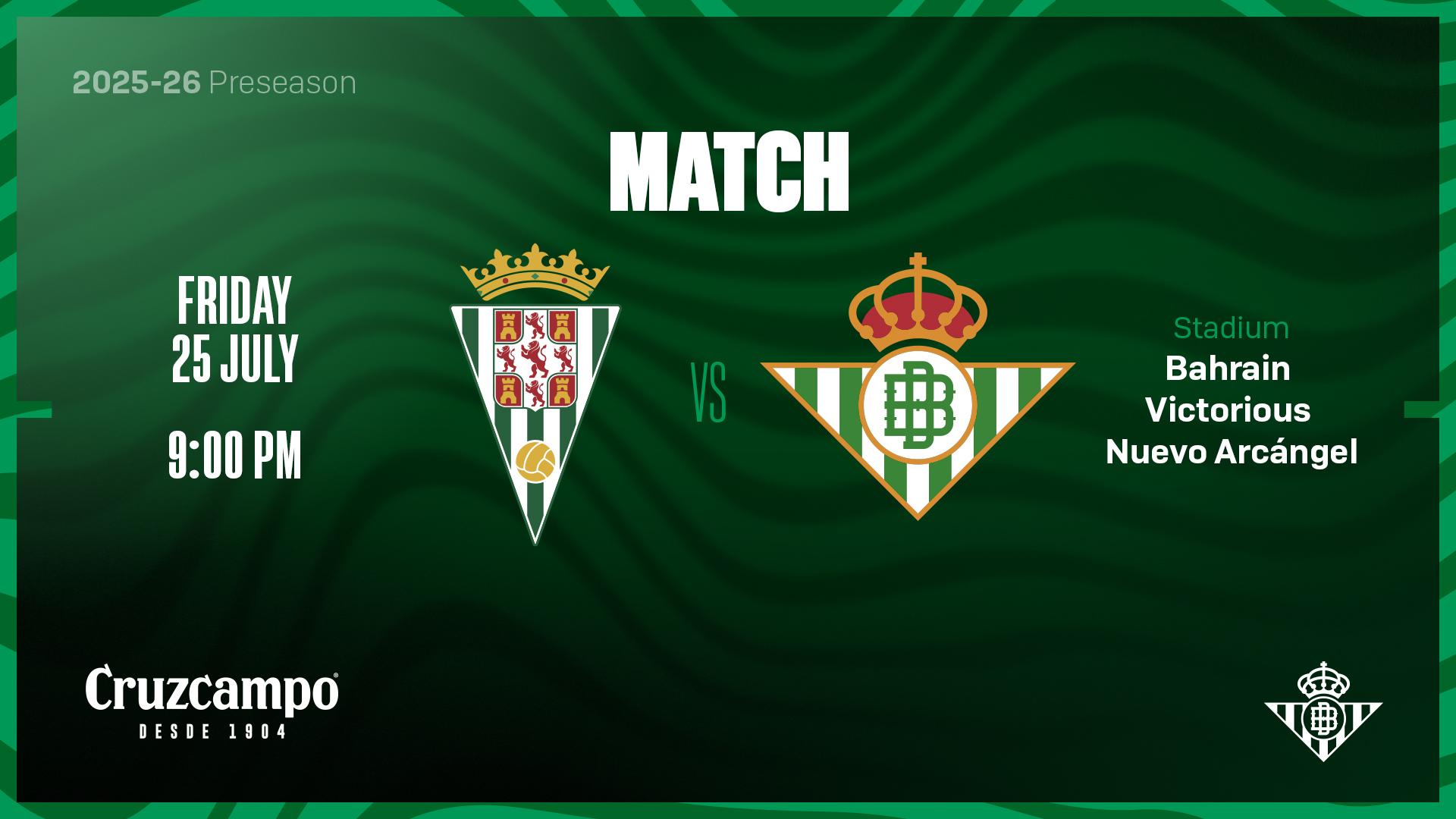 Nuevo amistoso de pretemporada confirmado: Córdoba CF - Real Betis