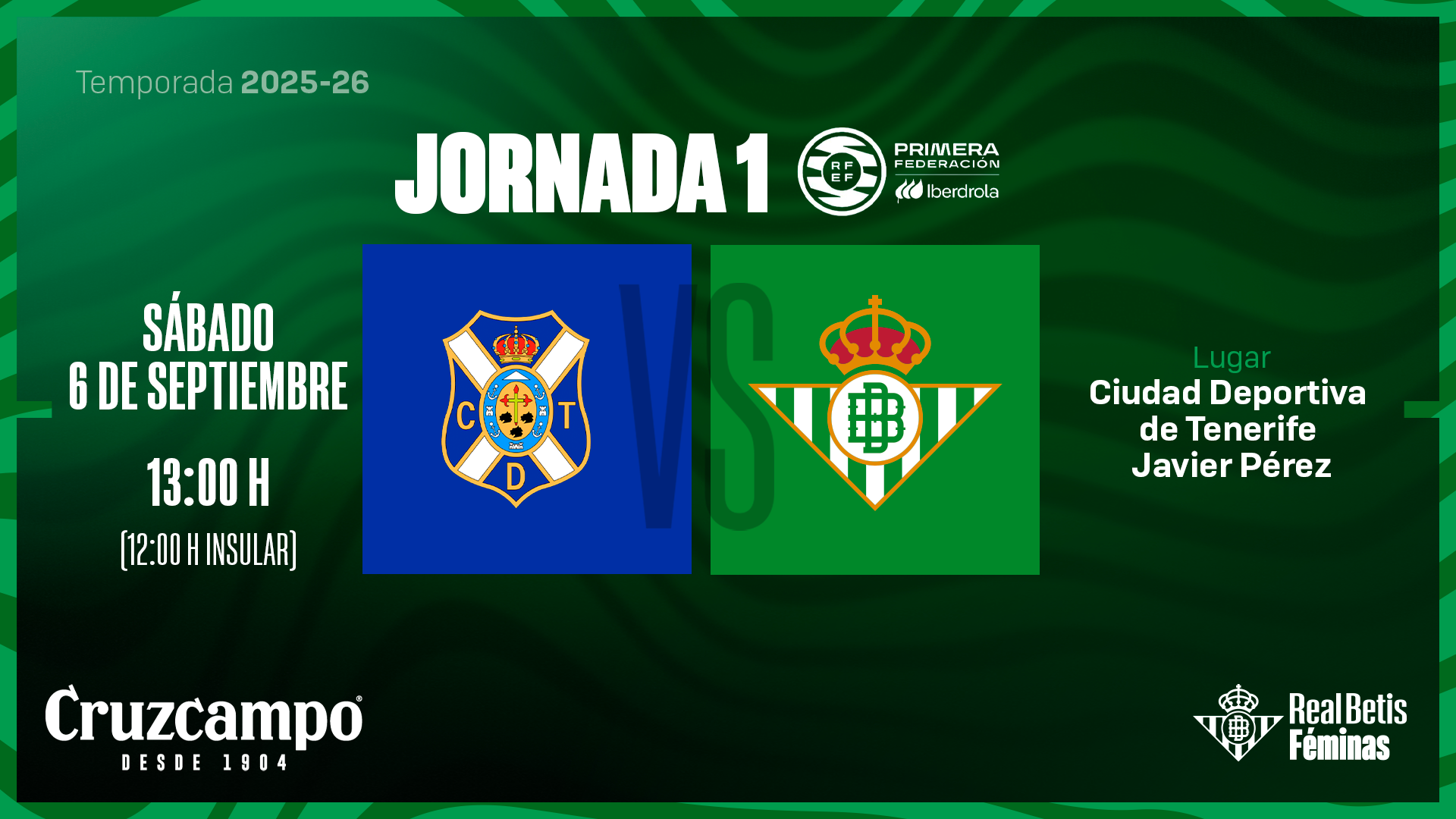 CD Tenerife Femenino 'B' - Real Betis Féminas, sábado 6 de septiembre a las 13:00 horas