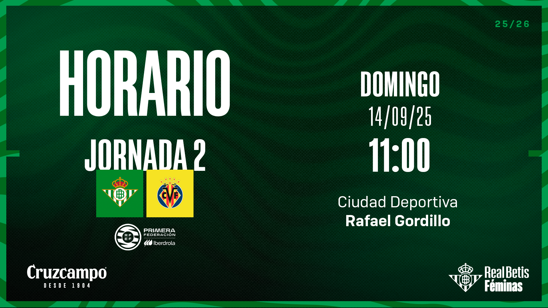 Real Betis Féminas - Villarreal CF, domingo 14 de septiembre a las 11:00 horas