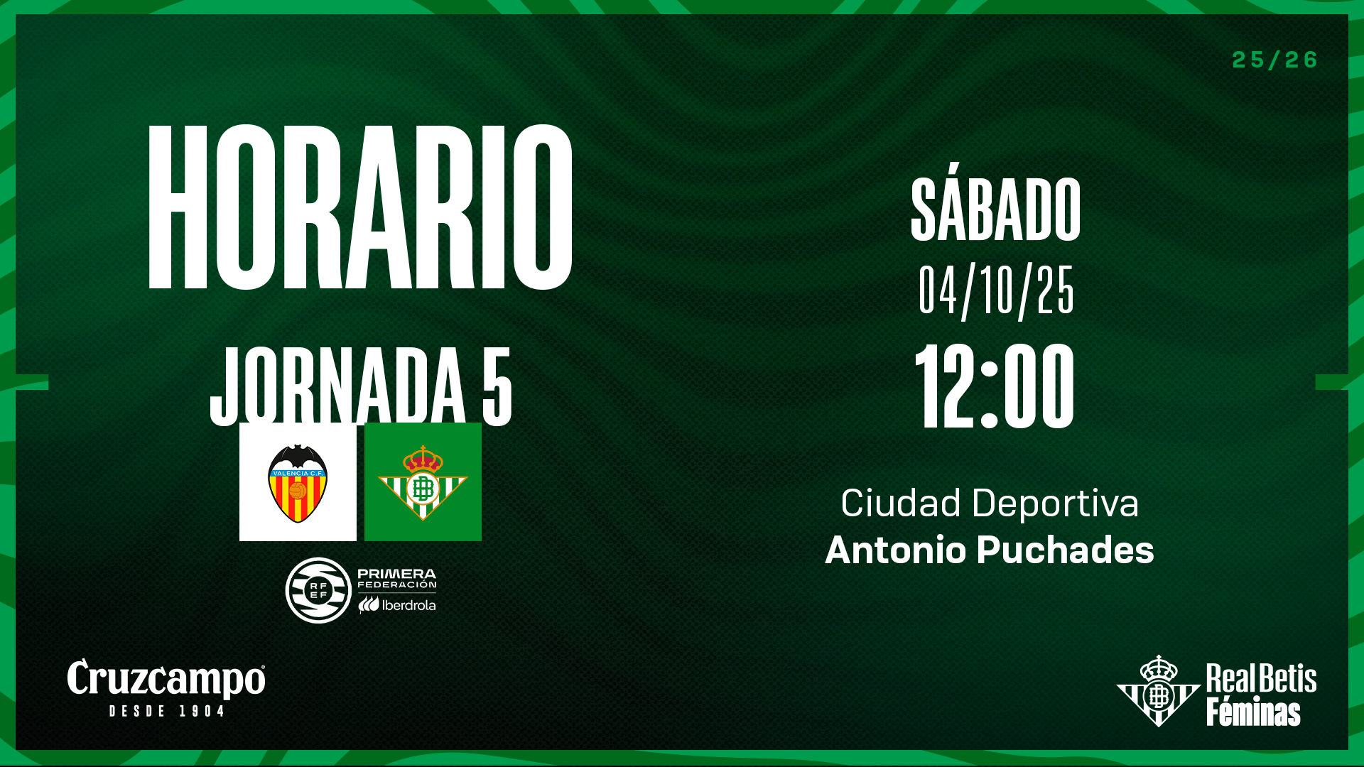Valencia CF - Real Betis Féminas, sábado 4 de octubre a las 12:00 horas