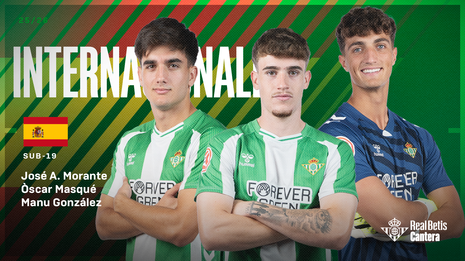 Manu González, Morante y Òscar Masqué, convocados por la Selección Española sub-19