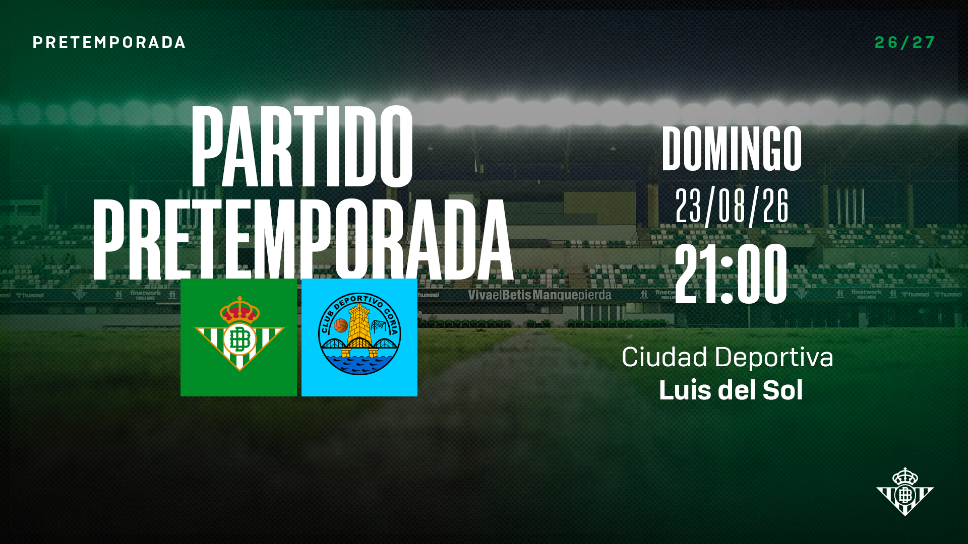 El Betis Deportivo-CD Coria de pretemporada se disputará en la Ciudad Deportiva Luis del Sol