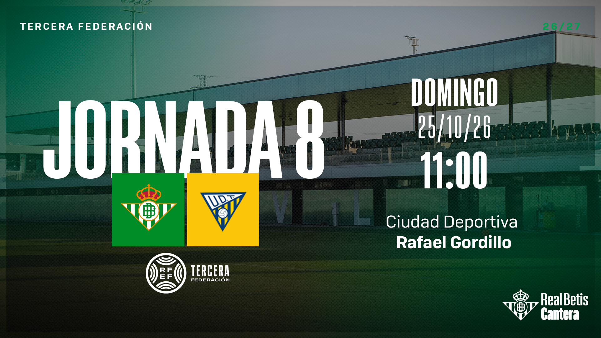 El Real Betis 'C' - UD Tomares, el domingo 25 de octubre en la Ciudad Deportiva Rafael Gordillo