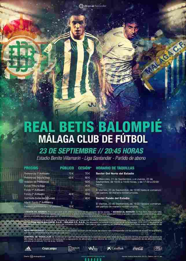 Las entradas para el Real Betis-Málaga CF se pondrán a la venta el miércoles