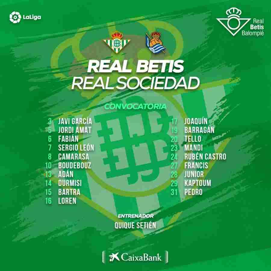 Lista de convocados para el partido contra la Real Sociedad