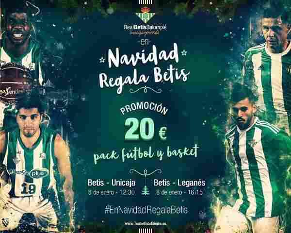 #EnNavidadRegalaBetis, un domingo de baloncesto y fútbol por sólo 20 euros