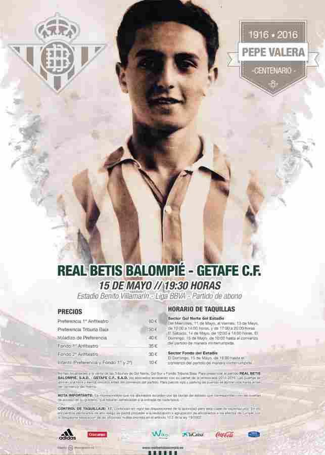 El Real Betis conmemora el centenario de Pepe Valera 