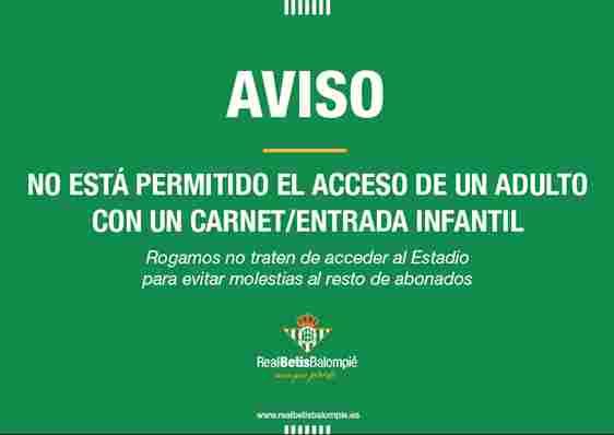 El acceso de un adulto con un carnet/entrada infantil está prohibido