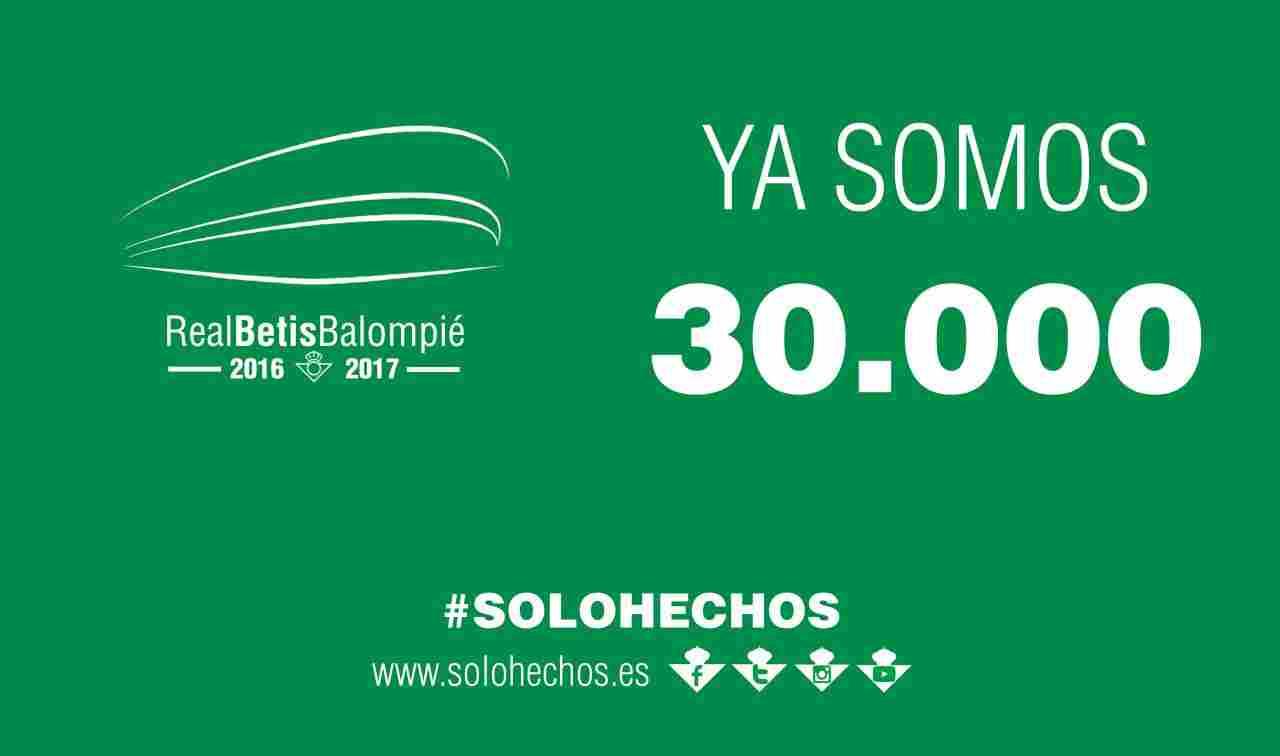 El Real Betis supera los 30.000 abonados