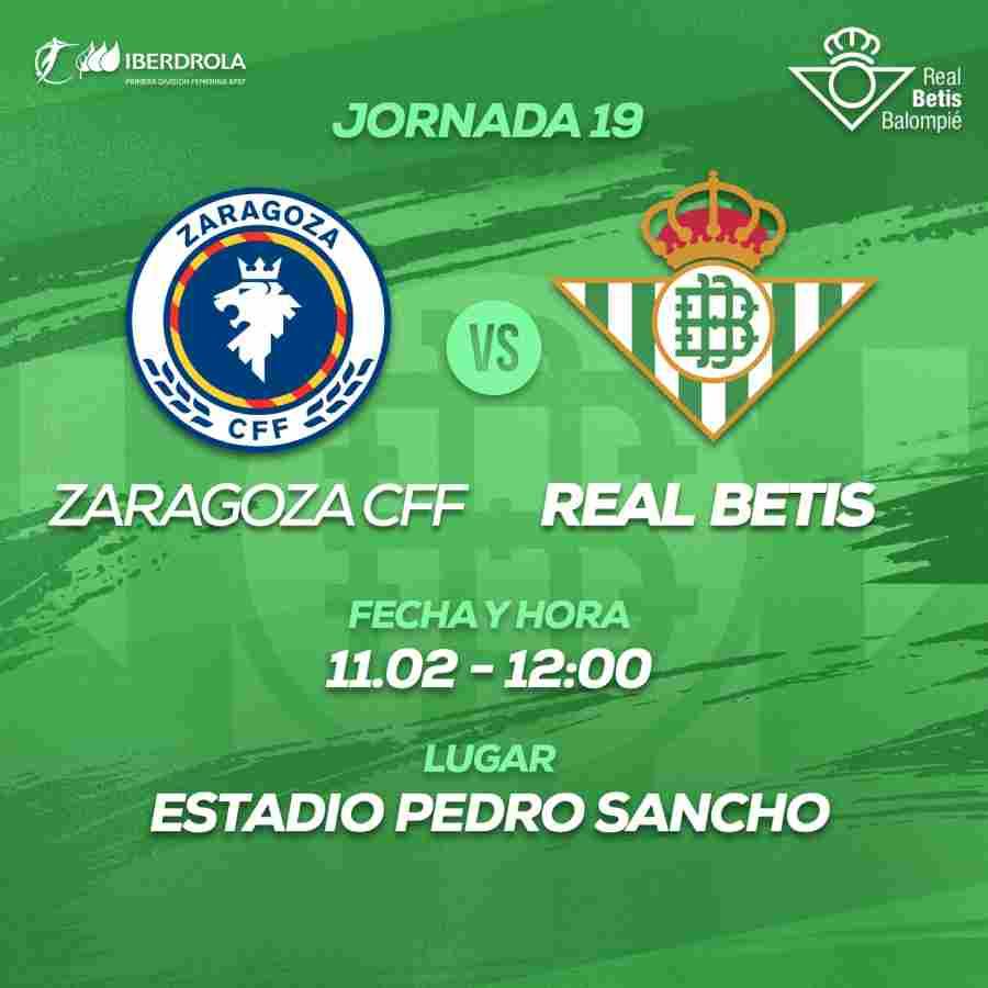 Zaragoza CFF – Real Betis Féminas, domingo a las 12:00 horas